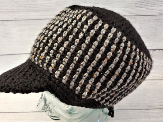 XS Dreadlock Cap - Black and Grey stripes