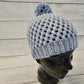 Powder blue pom pom beanie