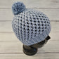 Powder blue pom pom beanie