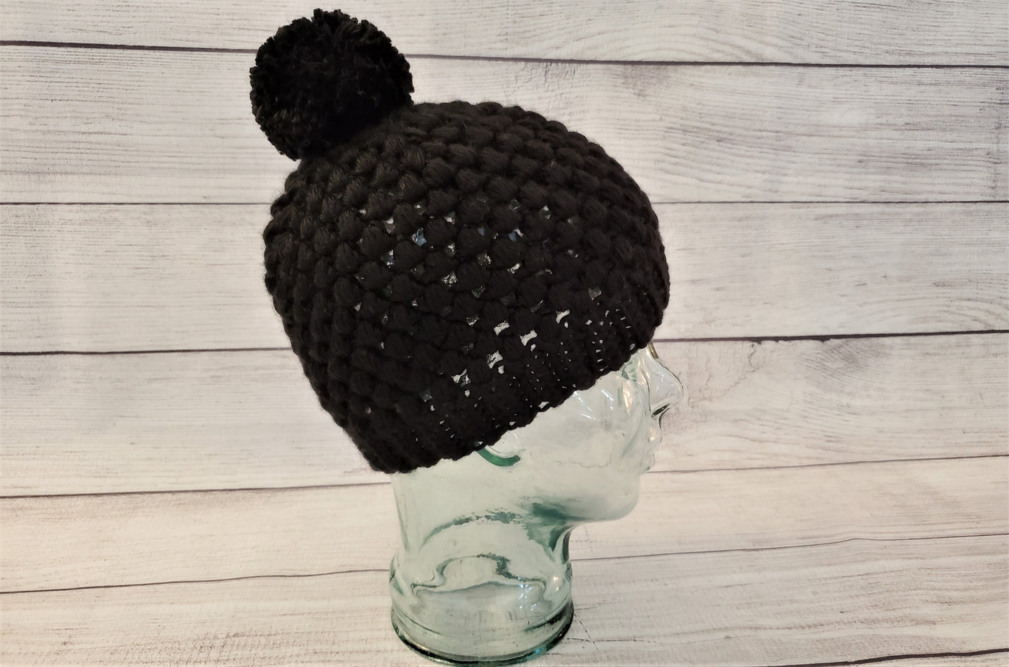 Black pom pom beanie