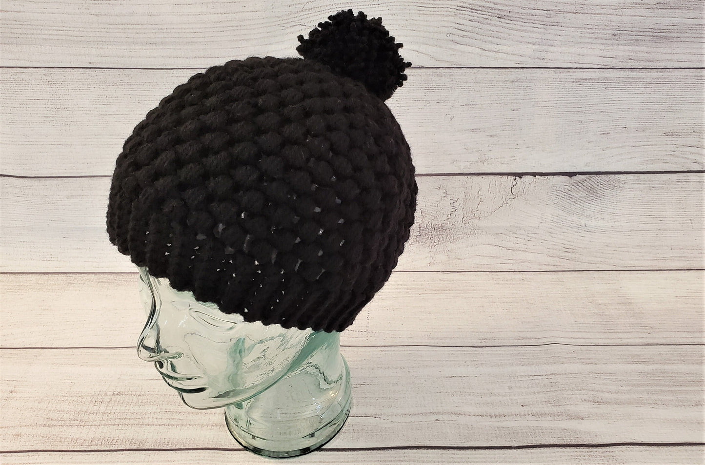 Black pom pom beanie