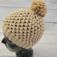Natural color pom pom beanie