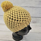 Golden wheat yellow pom pom beanie