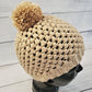 Natural color pom pom beanie