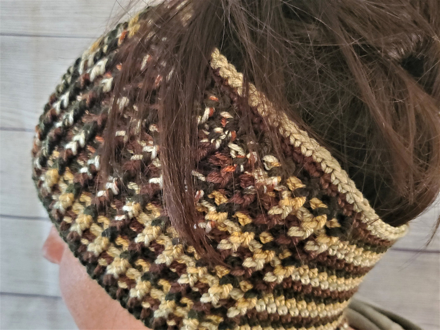 Wide Earthy colors Headband/messy bun wrap