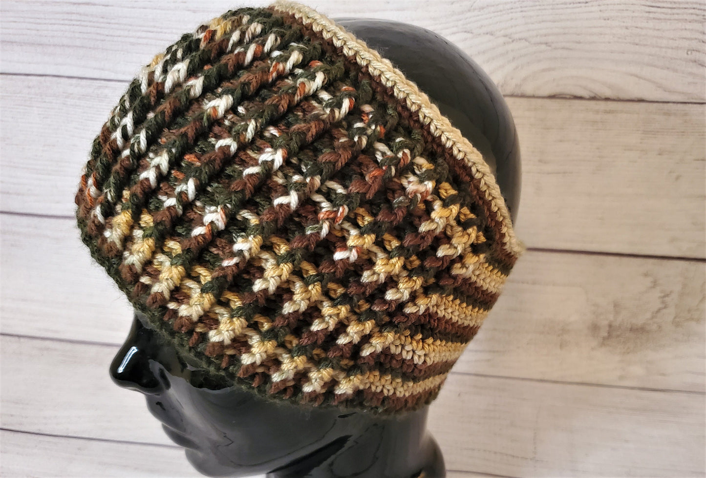 Wide Earthy colors Headband/messy bun wrap