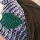 Wide Blue Headwrap - Flower and Green Leaf