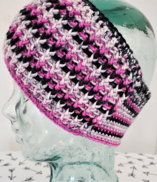 Wide headband pink black and grey